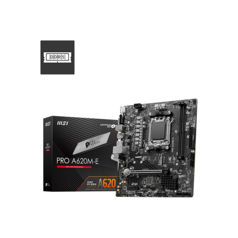 MSI Motherboard PRO A620M-E sAM5 A620 2xDDR5 M.2 HDMI D-Sub mATX (911-7E28-012)