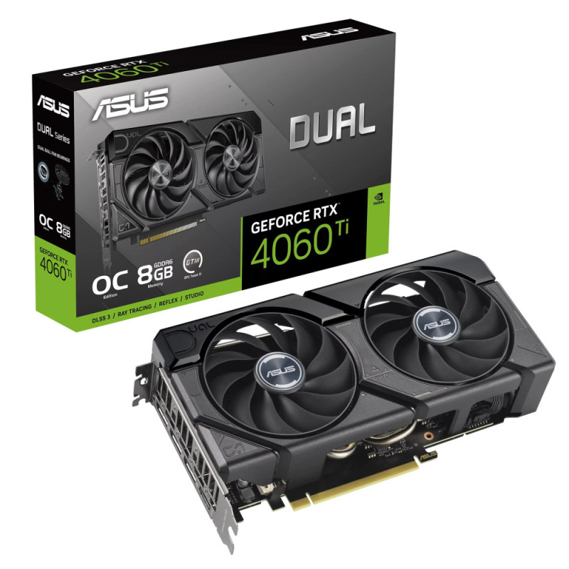 ASUS Graphic Card GeForce RTX 4060 Ti 8GB GDDR6 DUAL OC EVO DUAL-RTX4060TI-O8G-EVO (90YV0J49-M0NA00)