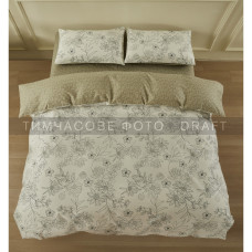 ARDESTO Bedding set 2.0 Gloria, sateen, flowers, beige, duvet cover 200x220cm, bed sheet 230x240cm, pillowcases (2) 50x70cm, 100% cotton (ART2022BW)