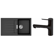 Hansgrohe Kitchen set, granite sink S520-F345 + tap Zesis M33, black graphite-black matt (43356670)