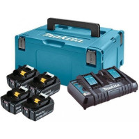 Makita Battery Set 198091-4, LXT BL1860B x 4pcs (18V, 6Ah) + DC18RD, case Makpac 3