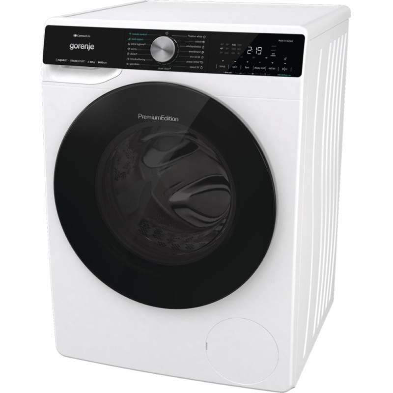 Gorenje Стиральная машина фронтальная, 10кг, 1400, A+++, 60см, дисплей, инвертор, пар, Wi-Fi, подсветка барабана, белый (WNS14A4TWIFI)