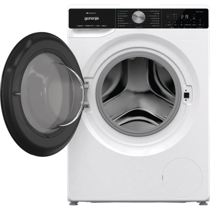 Gorenje Стиральная машина фронтальная, 10кг, 1400, A+++, 60см, дисплей, инвертор, пар, Wi-Fi, подсветка барабана, белый (WNS14A4TWIFI)