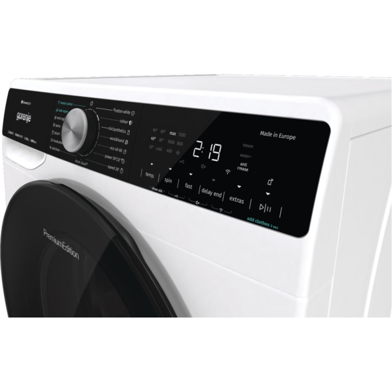 Gorenje Стиральная машина фронтальная, 10кг, 1400, A+++, 60см, дисплей, инвертор, пар, Wi-Fi, подсветка барабана, белый (WNS14A4TWIFI)