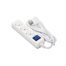 2E Мережевий подовжувач3XSchuko з вимикачем, 3G*1.5 мм, 1.5м, white (2E-U03ESM1.5)
