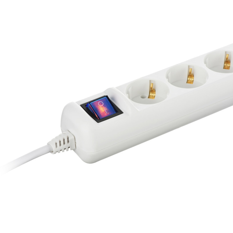 2E Power strip 3XSchuko with switch, 3G*1.5mm, 1.5m, white (2E-U03ESM1.5)