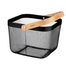 ARDESTO Basket with handle Midori 25х24.5х18cm, metal, bamboo, black (AR0901B)