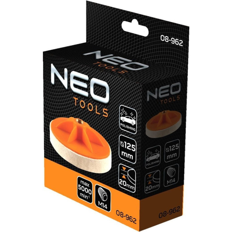 Neo Tools Диск полировальный, губка средней жесткости, M14, 125x20мм (08-962)
