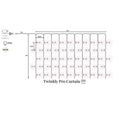 Twinkly Pro Twinkly PRO Curtain RGBW 250 (10 x 25), IP65, AWG22 PVC+Rubber Black