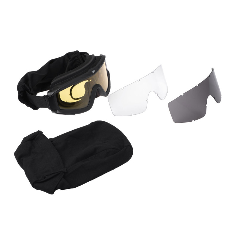 2E Tactical Tactical, protective mask Hawk WS Black Anti-fog, 3-layer sealant, bag, 3 lenses (2E-TGGWS-BK)