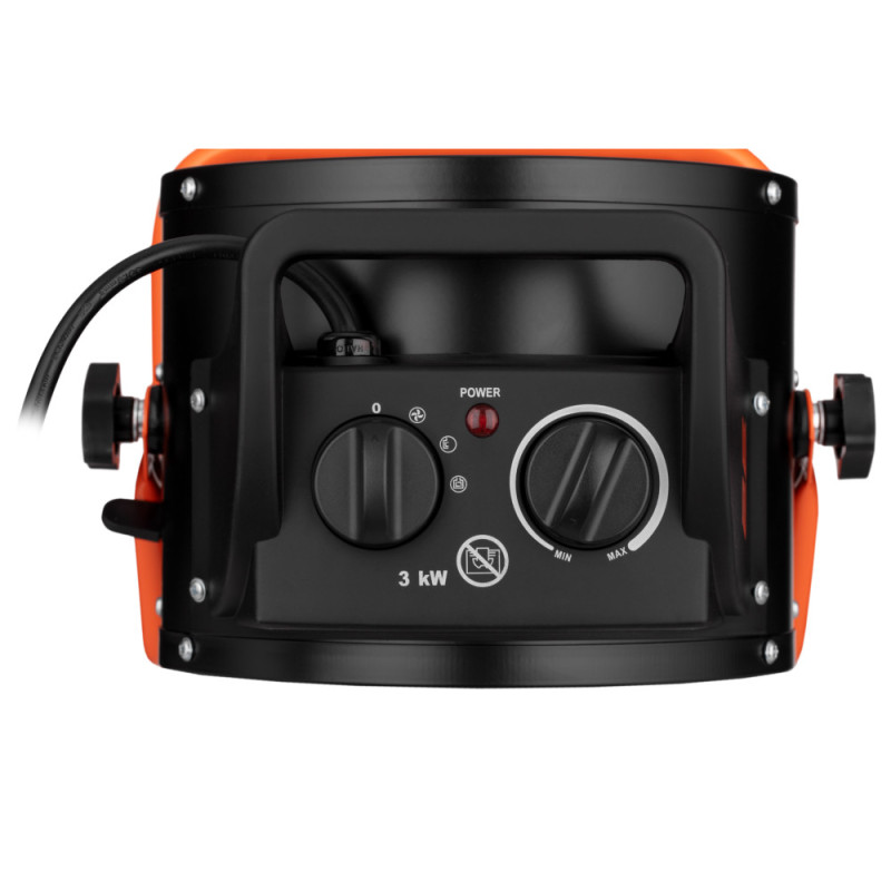2E Industrial fan heater electric, 3kW, 30m2, 280 m3/h, ceramic heating element (PTC), black (2E-AHC3000)