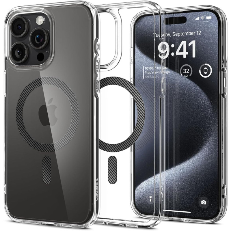 Spigen Чохол для Apple iPhone 15 Pro Ultra Hybrid MagFit, Carbon Fiber (ACS06717)