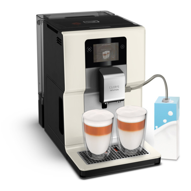 Krups coffee machine Intuition Preference, 3L, auto capuchino maker, auto recipe-8, beige-black (EA872A10)