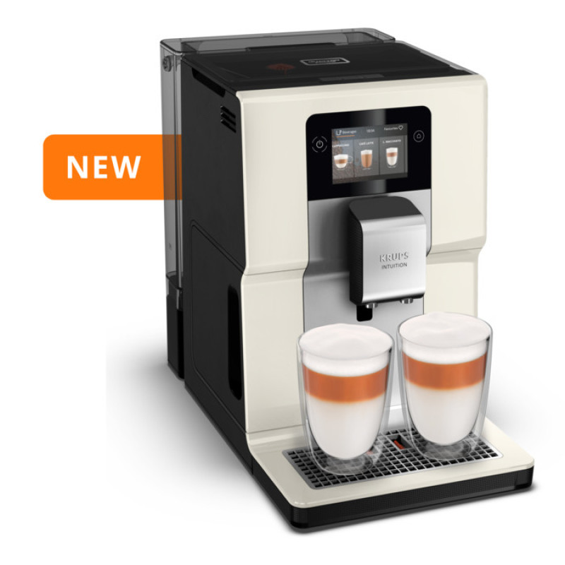 Krups coffee machine Intuition Preference, 3L, auto capuchino maker, auto recipe-8, beige-black (EA872A10)