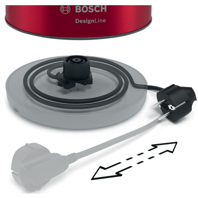 Bosch Electric kettle 1.7L, metal, red (TWK4P434)