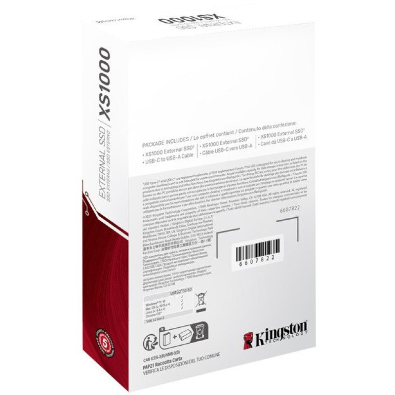 Kingston Portable SSD 2TB USB 3.2 Gen 2 Type-C XS1000 (SXS1000/2000G)