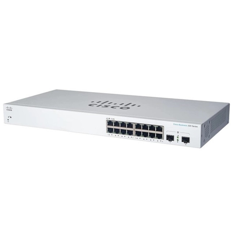 Cisco Комутатор CBS220 Smart 16-port GE, PoE, 2x1G SFP (CBS220-16P-2G-EU)