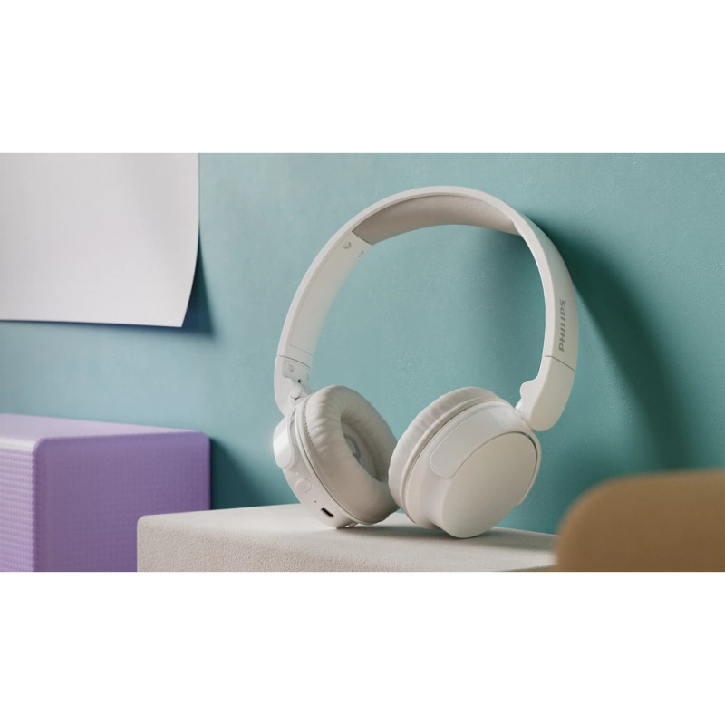 Philips Наушники On-ear TAH3209 BT 5.3, Wireless, Mic, Белый (TAH3209WT/00)