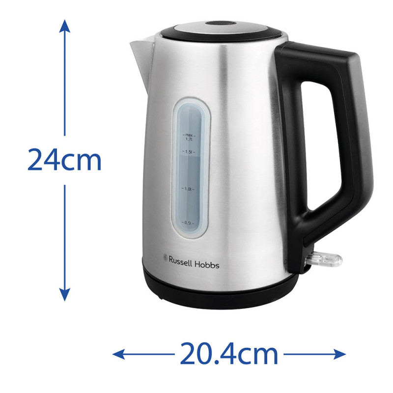 Russell Hobbs Electric kettle Heaton, 1.7L, Stainless Steel, silver-black (27380-70)