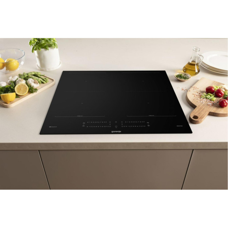 Gorenje Варильна поверхня Gorenje індукційна, 60см, PowerBoost, TouchControl, Wi-Fi, збільшена площа приготування, чорний (GI6442BSCWF)