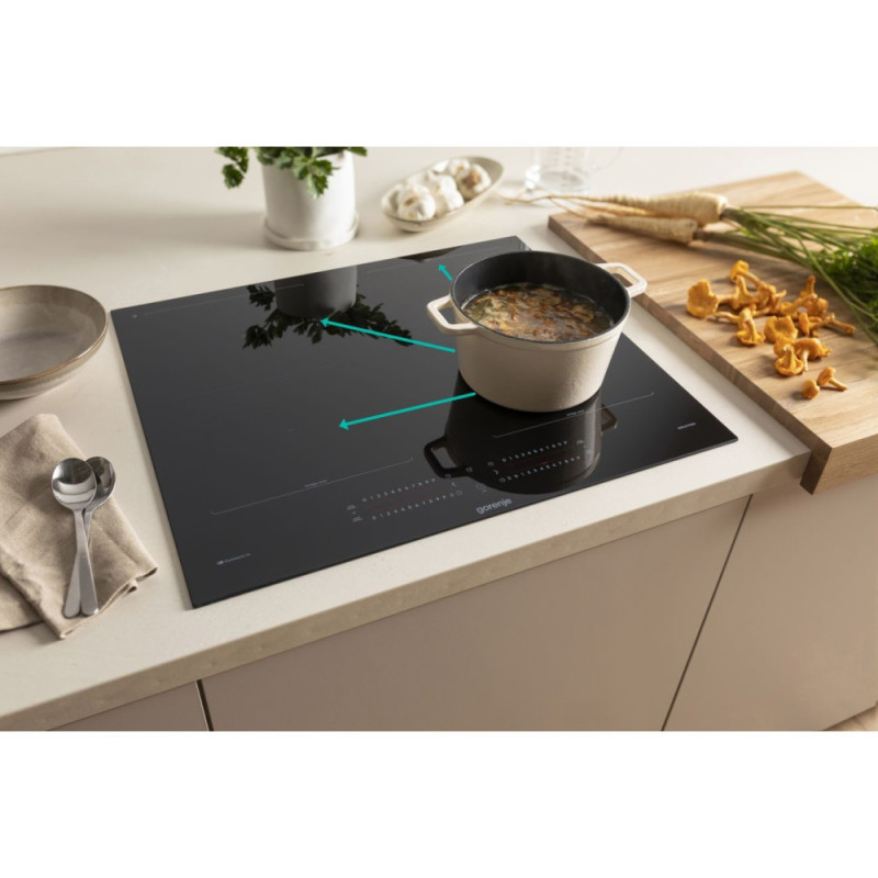 Gorenje Варильна поверхня Gorenje індукційна, 60см, PowerBoost, TouchControl, Wi-Fi, збільшена площа приготування, чорний (GI6442BSCWF)