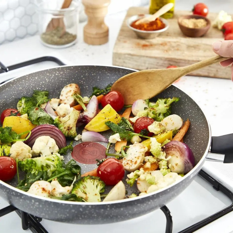 Tefal Wok frying pan, Cook Natural, 28cm, aluminum, bakelite, gray (B5791902)