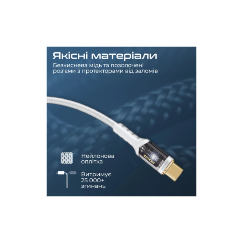 Дата кабель USB-C to USB-C 2.0m Promate (lucidline-cc200.white)