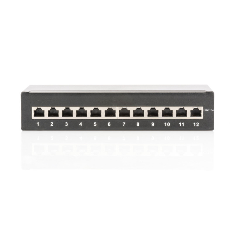 Digitus Desktop CAT 6A Patch Panel, shielded Class EA, 12-port RJ45, 8P8C, LSA (DN-91612SD-EA)