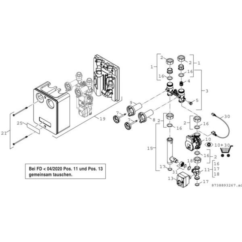 Bosch Насосна група опалювального контуру із змішувачем HSM 32/7.5, макс. 90 кВт (7736601149)