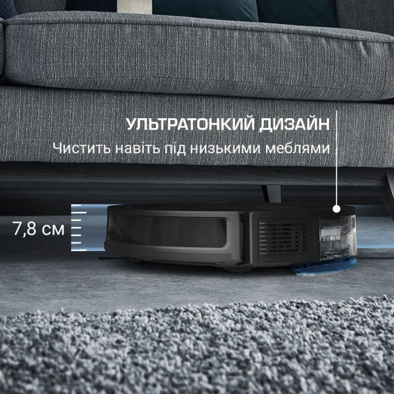 Rowenta Робот-пилосос миючий X-Plorer Serie 65, 2300ПаВт, h=7.8см, 0.3л, конт пил -0.4л, автон. робота до 168хв, чорний (RR8L65WH)