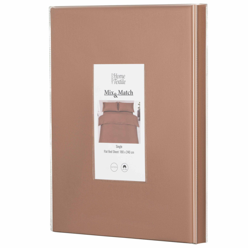 ARDESTO Flat bed sheet Mix&Match, sateen, choco, 180x240cm, 100% cotton (ART1824FSH)