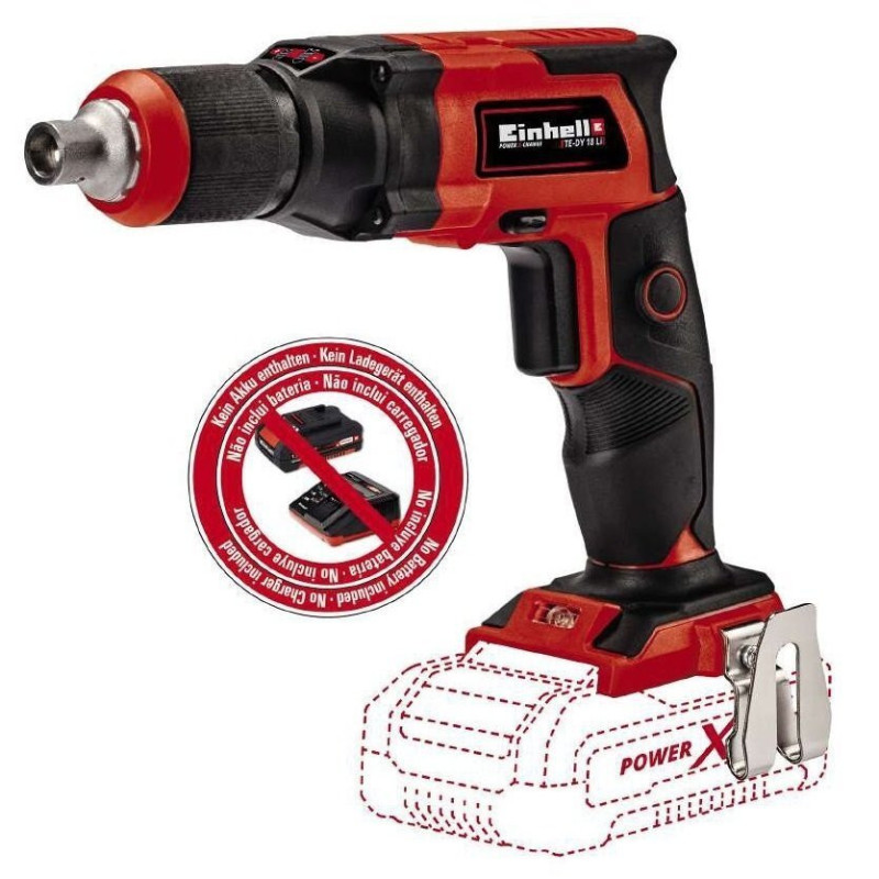 Einhell cordless plasterboard screwdriver TE-DY 18 Li - Solo, 18V, 15Nm, 0-4000rpm, case, 1kg, without battery and charger (4259980)