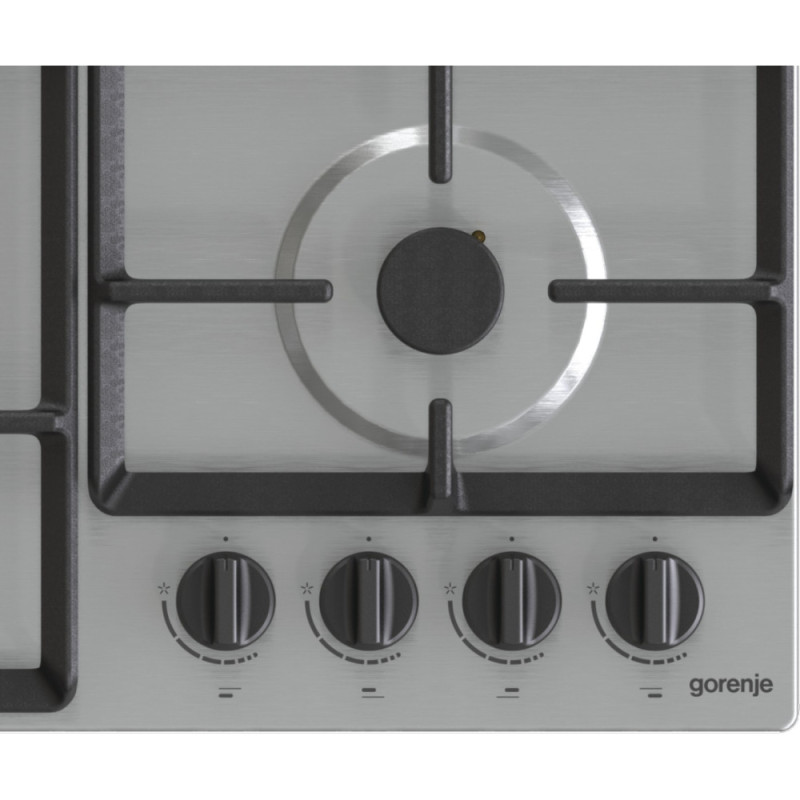 Gorenje Варильна поверхня газова, 60см, чавун, конфорка Wok, нерж (GW641EBX)