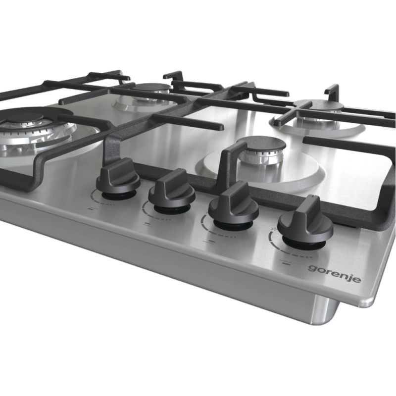 Gorenje Варильна поверхня газова, 60см, чавун, конфорка Wok, нерж (GW641EBX)