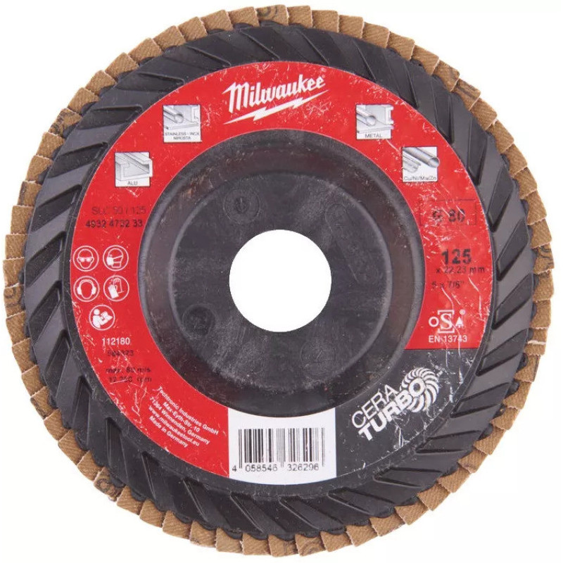 Milwaukee Диск пелюстковий CERA TURBO, 125x22.2мм, K80 (4932472233)