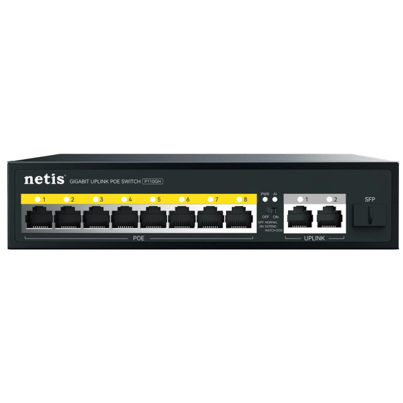 Netis Комутатор P110GH 8xFE PoE, 3xGE (2xUplink, 1xSFP), 120Вт, Некерований