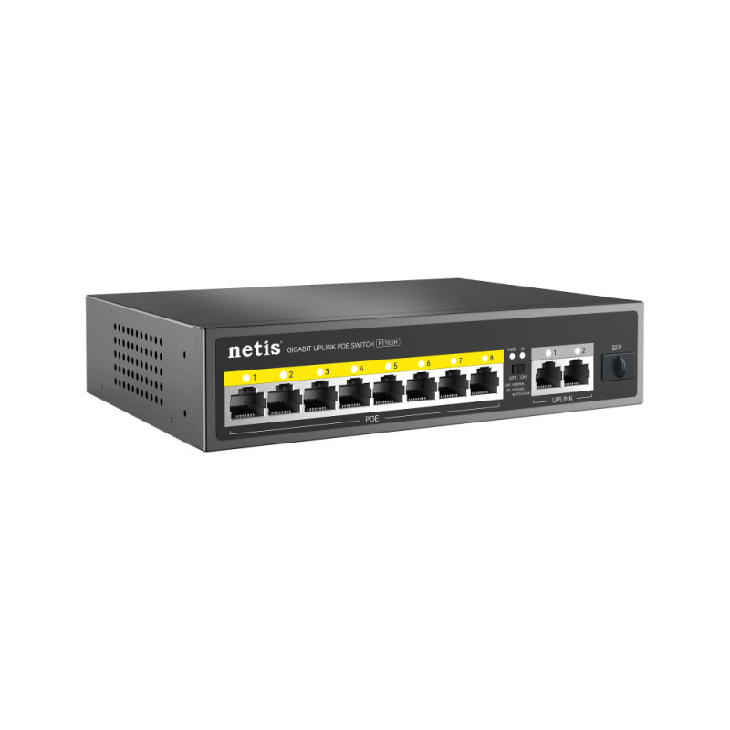 Netis Комутатор P110GH 8xFE PoE, 3xGE (2xUplink, 1xSFP), 120Вт, Некерований