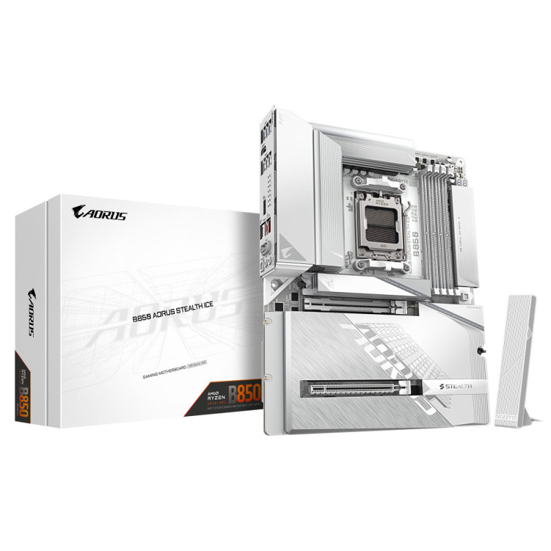 Gigabyte Материнська плата B850 A STEALTH ICE sAM5 B850 4xDDR5 M.2 HDMI ATX (B850_A_STEALTH_ICE)