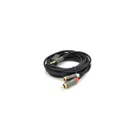 Кабель мультимедийный 3.5mm M to 2xRCA M 3.0m black VEGGIEG (YT-AR2-3)