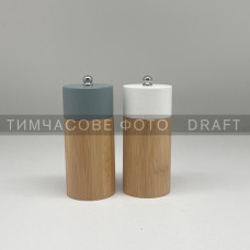 ARDESTO Набір млинків для солі та перцю Midori, 2 предмети, 35мл, бамбук, нержавіюча сталь, пластик, сірий, білий (AR1411B)