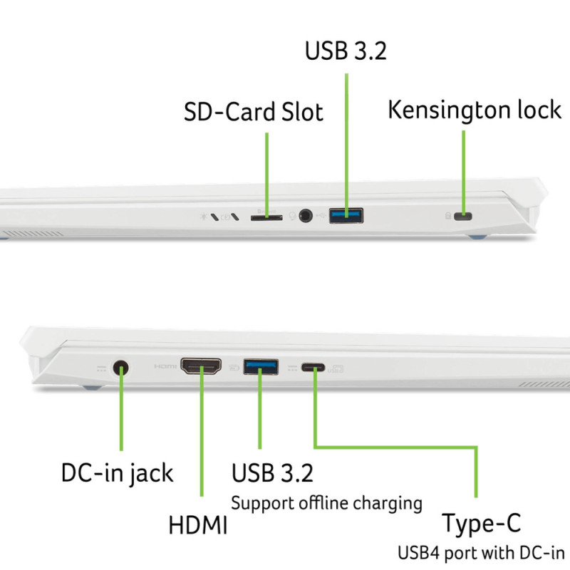 Acer Ноутбук Nitro V 14 ANV14-61 14.5" WQXGA IPS, AMD R7-8845HS, 32GB, F1TB+F1TB, NVD4050-6, Lin, білий (NH.QTYEU.00A)