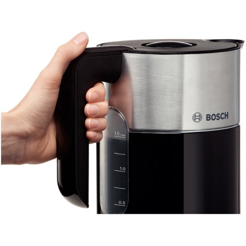Bosch Electric kettle, 1.5L, double-walled, heating, black (TWK8613P)