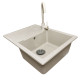 Adamant Kitchen set Anila, artificial stone, rectang., with drainboard, 645х495х200mm, bowl - 1, over-mounted, Avena + mixer and dispenser (182496900306)
