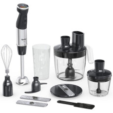 Tefal submersible blender Quickchef Quartzite, 1000W, 4in1, bowl-800ml, chopper-500ml, spiralizer, silver-black (HB67G830)