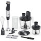 Tefal Блендер погружной Quickchef Quartzite, 1000Вт, 4в1, чаша-800мл, чопер-500мл, кухонный комбайн 5в1, турборежим, серо-черный (HB67G830)