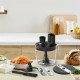 Tefal Блендер погружной Quickchef Quartzite, 1000Вт, 4в1, чаша-800мл, чопер-500мл, кухонный комбайн 5в1, турборежим, серо-черный (HB67G830)