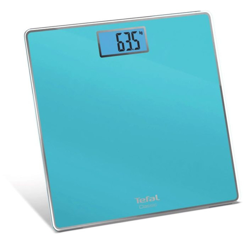 Tefal Ваги підлогові Classic, 160кг, AAAx2 в комплекті, скло, блакитний (PP1503V0)