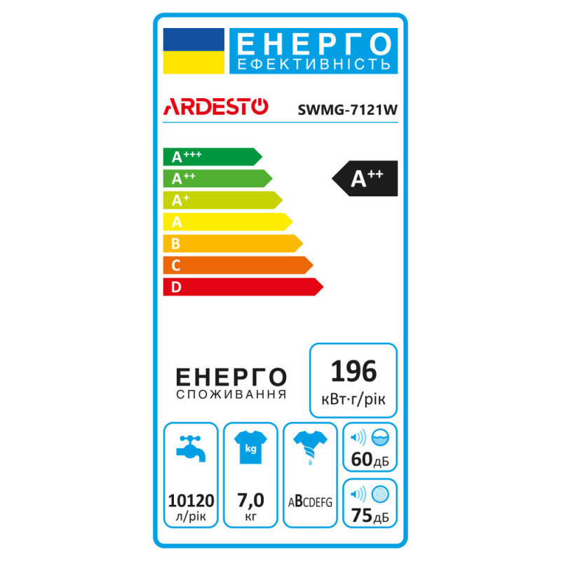 ARDESTO Пральна машина з фронт. завант. CrystalBright SWMG-7121W