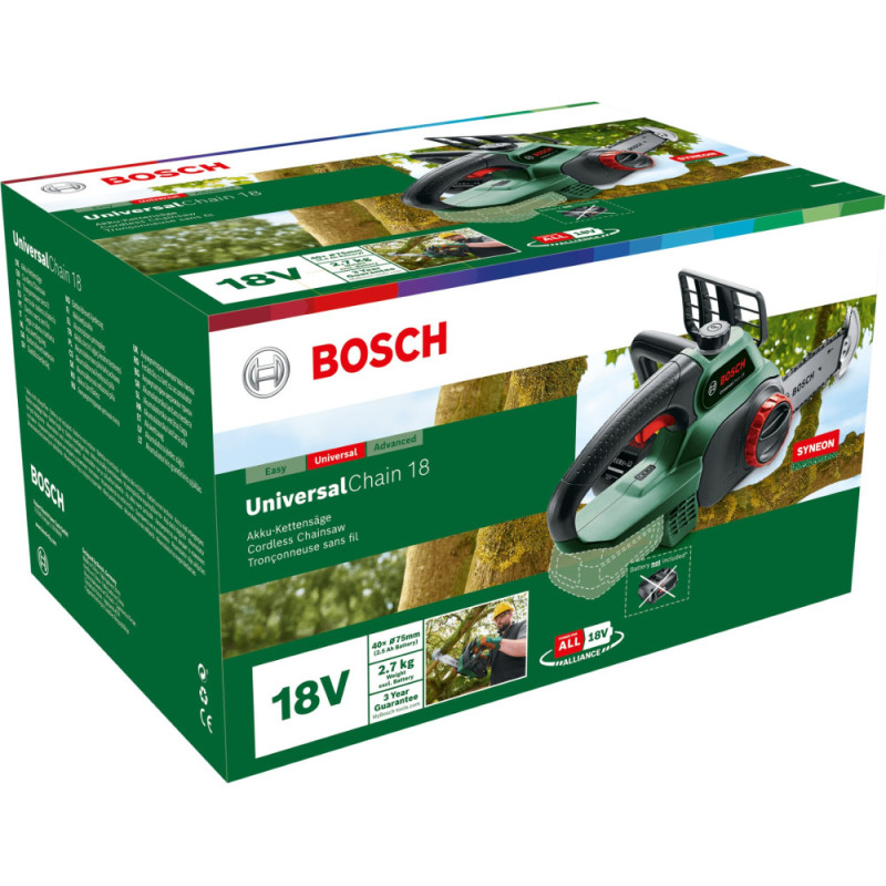 Bosch UniversalChain 18 cordless chain saw 18V 20cm bar 3kg without battery and spare part (0.600.8B8.001)