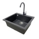 Adamant Kitchen set Univer, artificial stone, square, no drainboard, 560х500х200mm, bowl - 1, over-mounted, graphite + mixer (4824296912113)